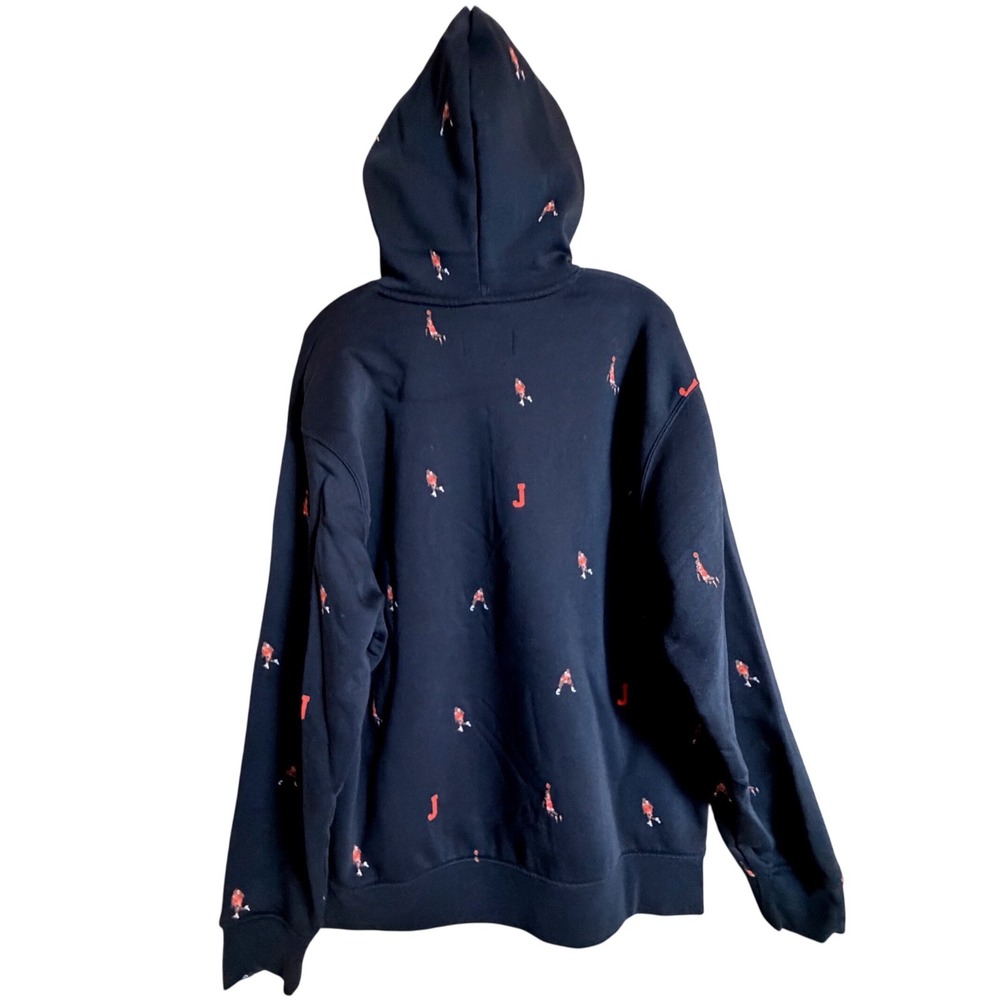 Jordan Essentials Holiday Jumpman Hoodie Men’s L Black All Over Print Fleece - Picture 4 of 16